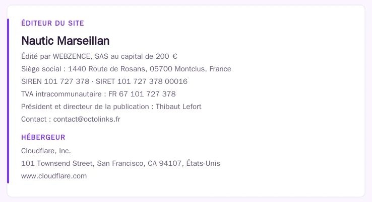 Coordonnées légales de l&rsquo;éditeur et de l&rsquo;hébergeur du site